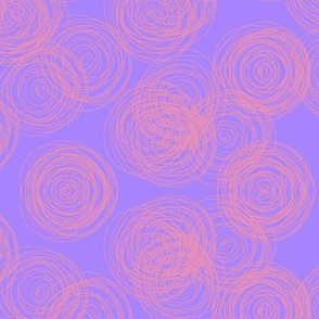 _Doodles_ orange on purple in Medium scale