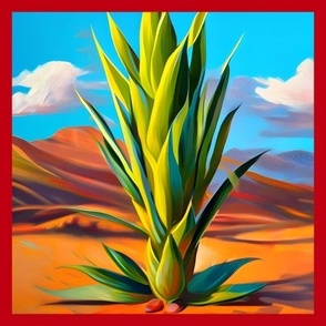 PANEL 9" TILES PAINTED DESERT AGAVE 2RR FLWRHT