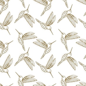 Elegant Hand-Drawn Hummingbirds in Flight