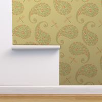 Bohemian Floral Paisley  Celadon Green Large Scale