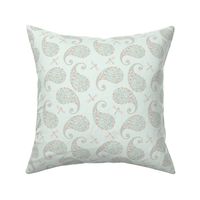 Bohemian Floral Paisley  Celadon Green Small Scale