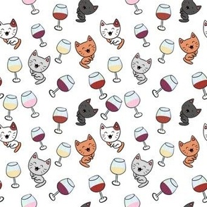 small kawaii kitties and wine