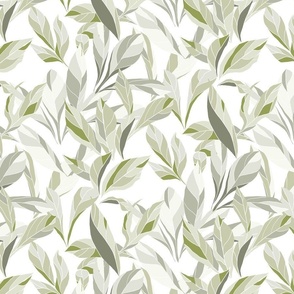 [Small] Peonies Leafs Sage Green Soft Spread