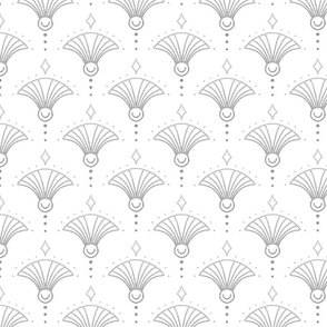 Art Deco Luxe Great Gatsby Golden Twenties Style Pattern Silver On White Smaller Scale