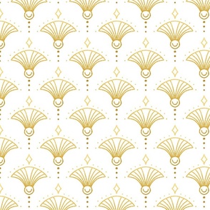Art Deco Luxe Great Gatsby Golden Twenties Style Pattern Gold On White Smaller Scale