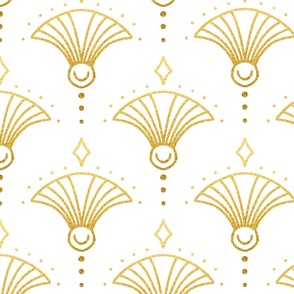 Art Deco Luxe Great Gatsby Golden Twenties Style Pattern Gold On White