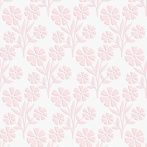 Flower Relief - Shell Pink on Soft Cool Grey