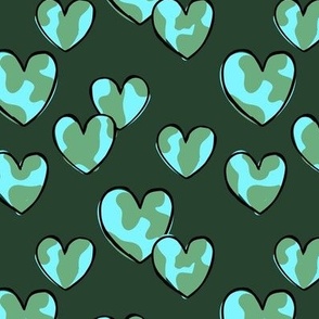 I love nature - Earth Day heart shaped planet green blue pine 