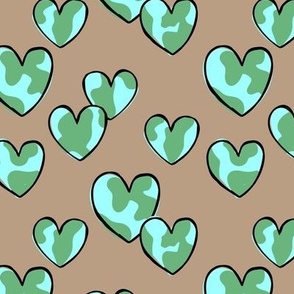 I love nature - Earth Day heart shaped planet green blue latte beige 