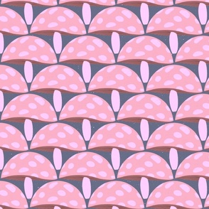 Mushroom - Soft Pink on a Slate Blue Background