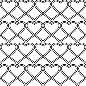 intertwined hearts black outline 2 two inch  interlocking heart horizontal on ivory white background endless love metallic wallpaper