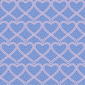 intertwined hearts pastel pink outline 2 two inch  interlocking heart horizontal on light ultramarine cobalt background endless love wallpaper