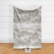 Dreamy Watercolor Chinese Landscape in Light Regency Sage - Coordinate