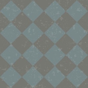 Diagonal Checkerboard with Texture in Dark Grey and Brown - Small