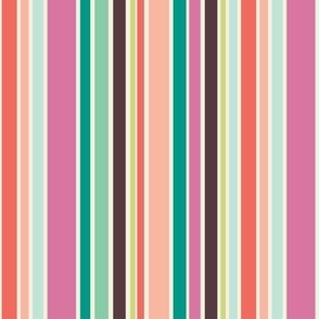 Vertical Stripes - Outlines Stripes - Geometric Minimalist - Pink, Green, Orange, Peach - Small Scale