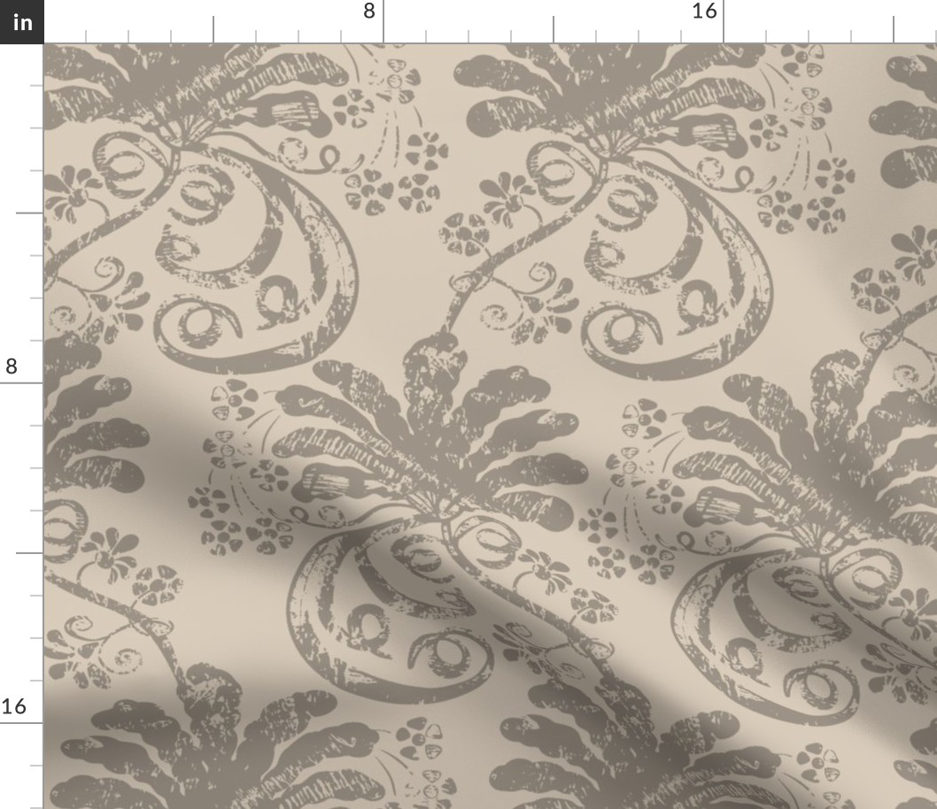 Textured floral palmette wallpa LNP00038-02-02