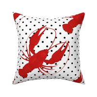 red lobster polka dots white