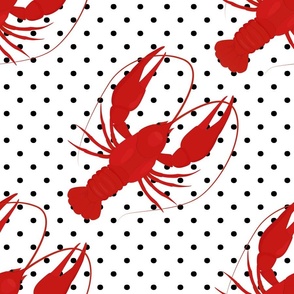 red lobster polka dots white