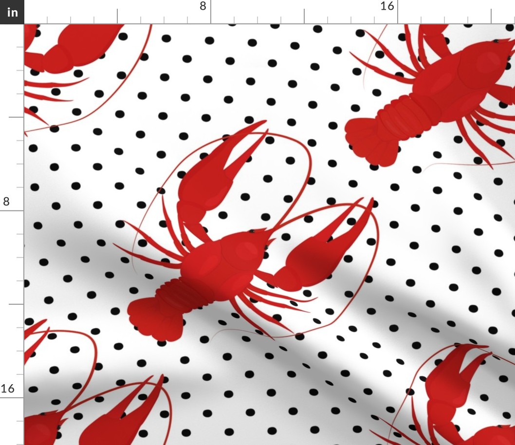 red lobster polka dots white