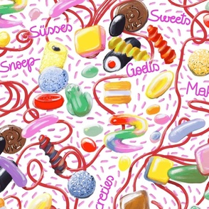 Colorful Nordic Sweets and Savoury Treats on White // International Sweets