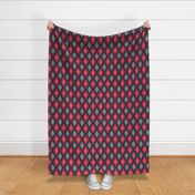 DIAMOND IKAT Boho Woven Texture Style in Exotic Red Pink Blue Blush Dark Teal - MEDIUM Scale - UnBlink Studio by Jackie Tahara