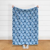 Peaceful Countryside Charm for Farmhouse Chic Decor, Relaxing Countryside Landscape Art Print, Modern Wildlife Table Runner Fabric, Peaceful Animal Throw Pillow Design, Calming Nature Artwork, Whimsical Duck Family, Tranquil Cobalt Blue Toile