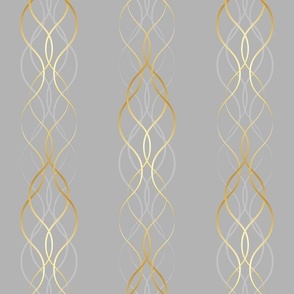 falling ribbons in gold and grey