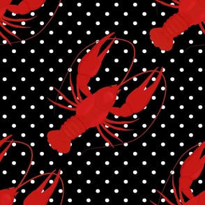 red lobster polka dots black