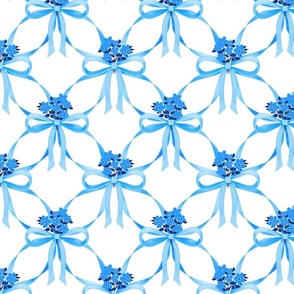 Forget-me-not lattice in blue and white 7”