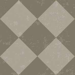 Diagonal Checkerboard with Texture in Light Brown and Brown - Medium