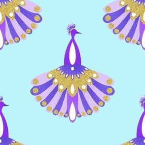 Art Deco peacock - purple, turquoise and gold