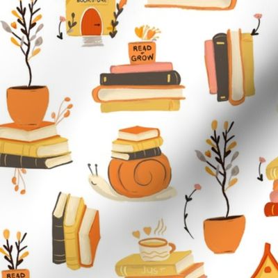 Book Lover - Slow Days around the House - Reading, Books, Snail, Cups, Cuppa