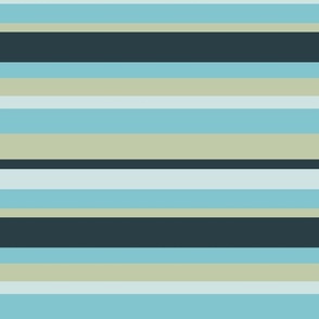 Blue Green Coastal Horizontal Stripes