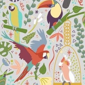 Small Parrot Party, Grey