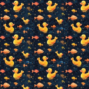 Tranquil Waters: Rubber Ducky Pisces Fish Print