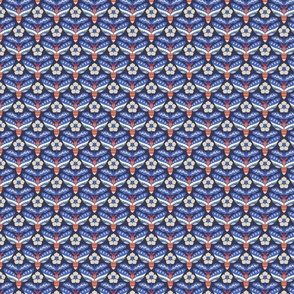 [S] Timeless Periwinkle Flowers and Hawk Moths - Midnight Navy Blue #P240303