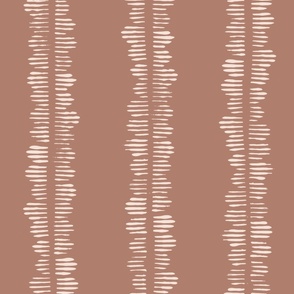 Textured Double Line Vertical Stripe in Deep Dusty Rose and Cream