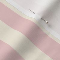 A fancy afternoon tea treat - pretty, warm pastel pink and ivory (#FAF3E3) stripes - 1 inch stripes