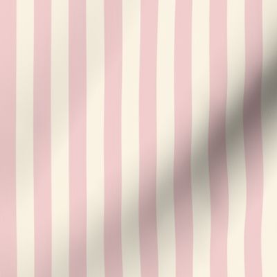 A fancy afternoon tea treat - pretty, warm pastel pink and ivory (#FAF3E3) stripes - half (1/2) inch stripes