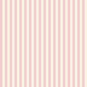A fancy afternoon tea treat - pretty, warm pastel pink and ivory (#FAF3E3) stripes - half (1/2) inch stripes