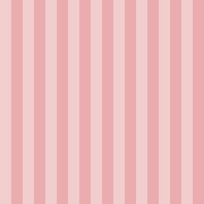 A fancy afternoon tea treat - pretty warm mid-pink and warm pastel pink, pink tone on tone stripes - 1 inch stripes