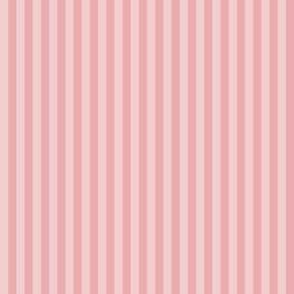 A fancy afternoon tea treat - pretty warm mid-pink and warm pastel pink, pink tone on tone stripes - half (1/2) inch stripes
