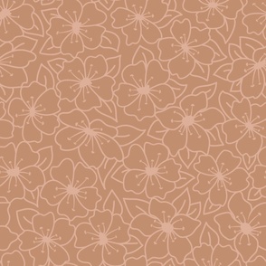 Large - Warm Floral minimalism – line work in light brown