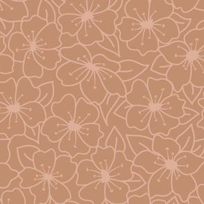 Jumbo - Warm Floral minimalism – line work in light brown