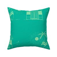 XL Beach Hut & Palm Escape Surf & Sun Seaside Celadon Emerald Jade Mint