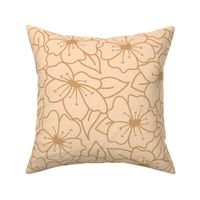 Large - Warm Floral minimalism – line work in light brown on light peach