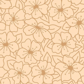 Jumbo - Warm Floral minimalism – line work in light brown on peach