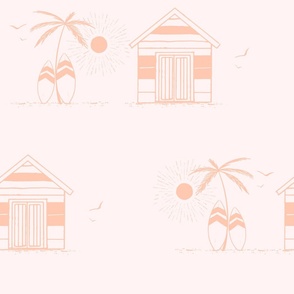 XL Beach Hut & Palm Escape Surf & Sun Seaside Rose Quartz, baby Pink Apricot