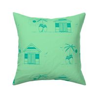 M Beach Hut & Palm Escape Surf & Sun Seaside Celadon Emerald Jade Mint