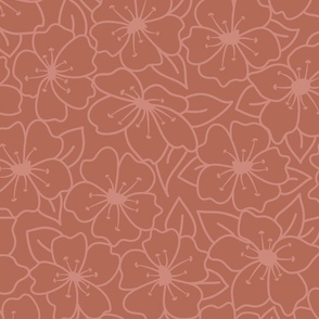 Jumbo - Warm Floral minimalism – line work in pinkish brown